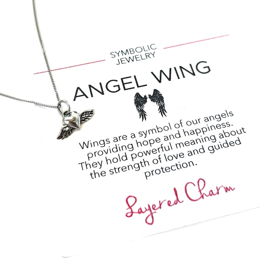 Heart and Angel Wings Necklace