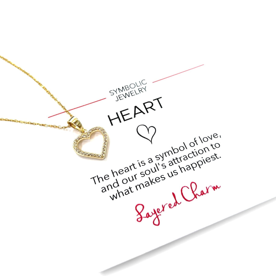 Outline CZ Heart Necklace