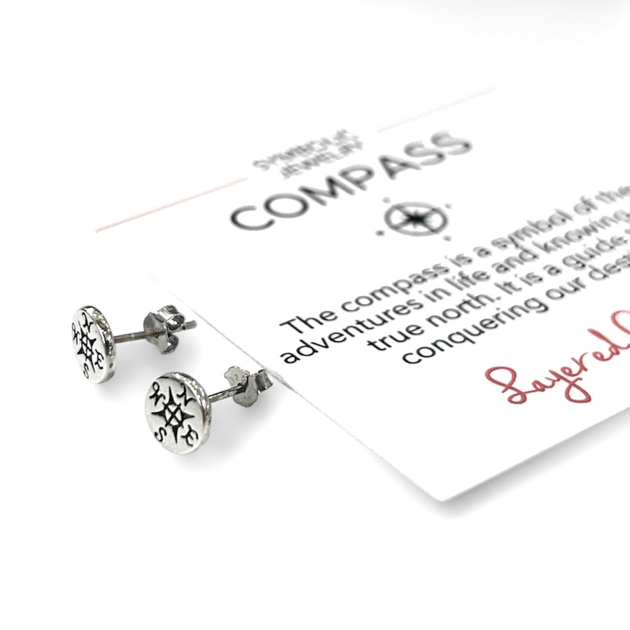 Small Compass Stud Earrings