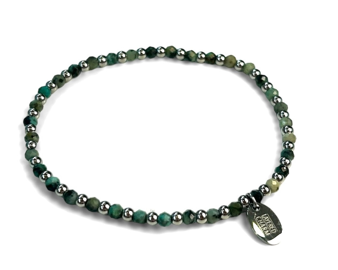 Steel and Gemstone Stretch Bracelets