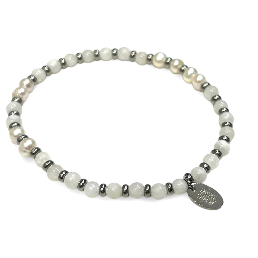 Pearl & Gemstone Steel Stretch Bracelet