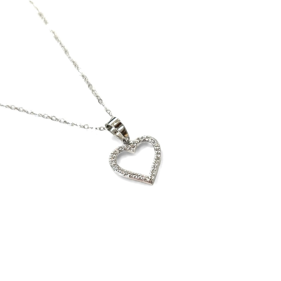 Outline CZ Heart Necklace