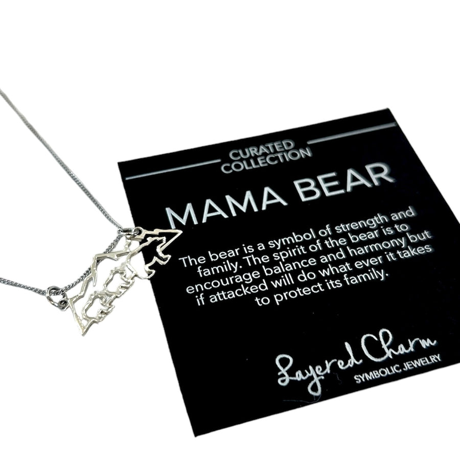 Mountain with Mama Bear and Kids Necklace