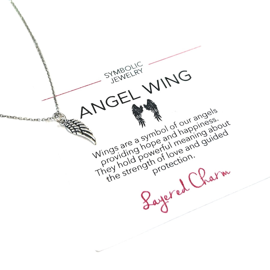 Small Oxidized Angel Wing Necklace