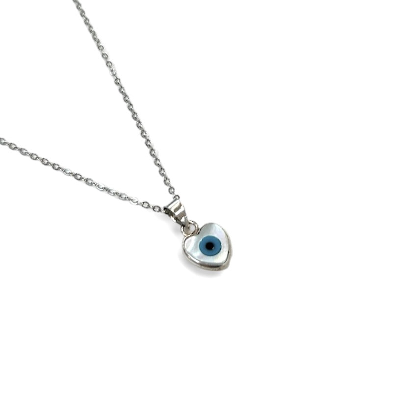 Evil Eye MOP Heart Necklace