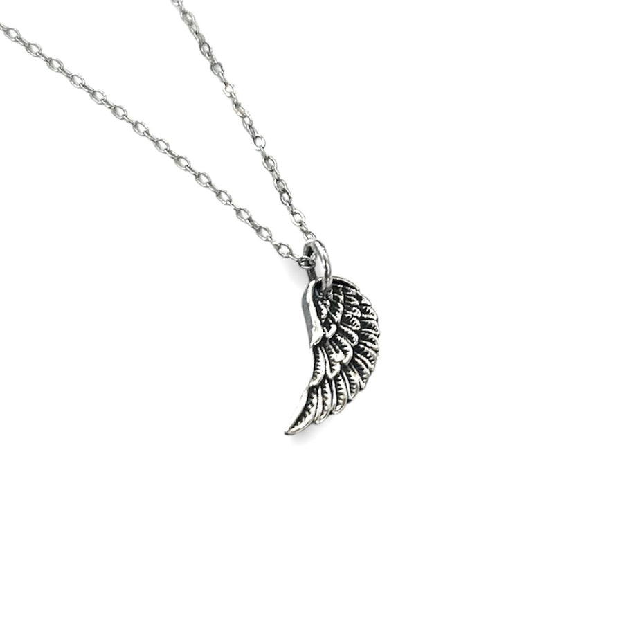 18mm Oxidized Angel Wing Necklace