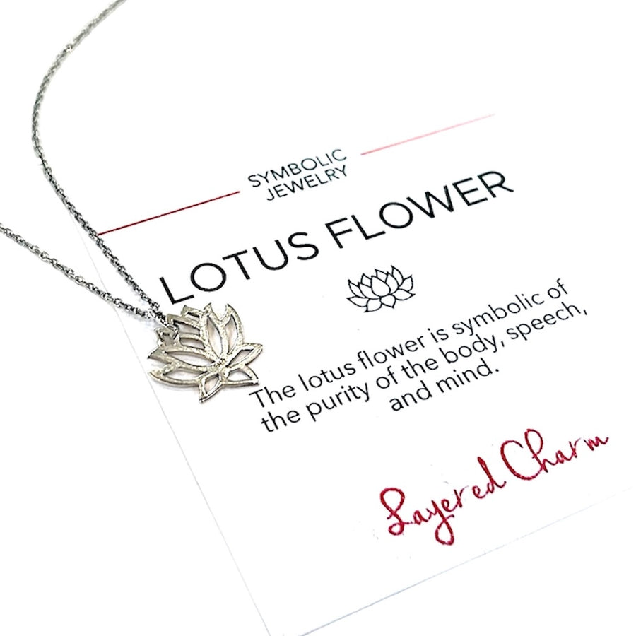 Medium Outline Lotus Flower Necklace