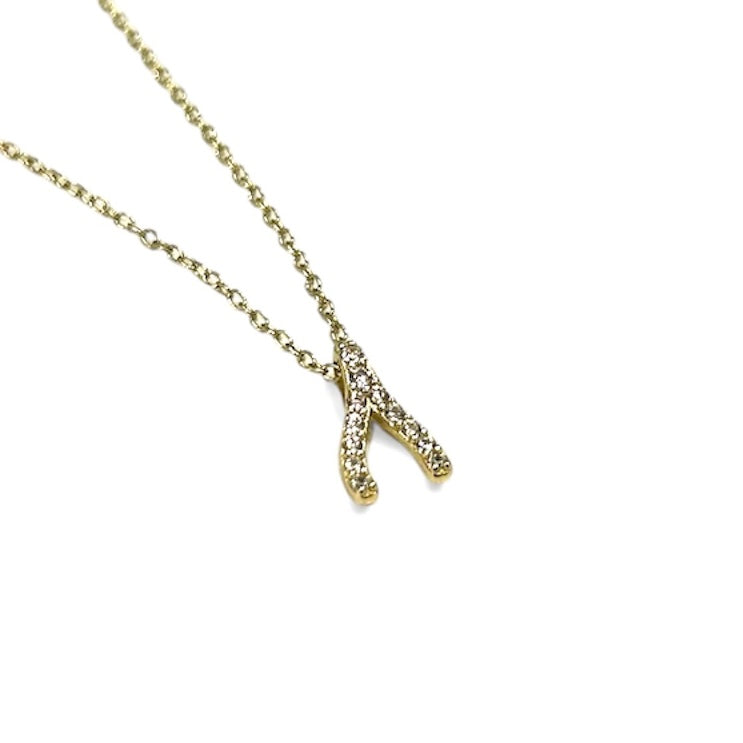 Small CZ Wishbone Necklace