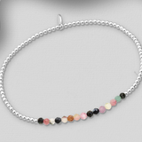 Gemstone Silver Stretch Bracelet