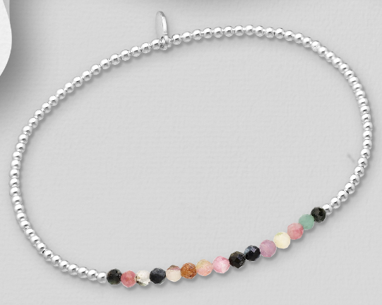 Gemstone Silver Stretch Bracelet