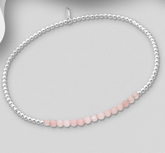 Gemstone Silver Stretch Bracelet