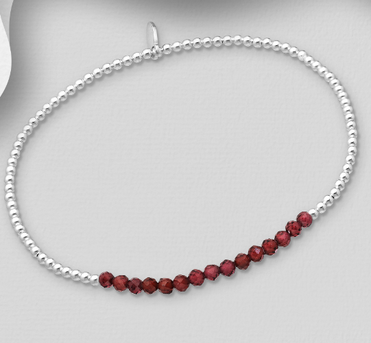 Gemstone Silver Stretch Bracelet