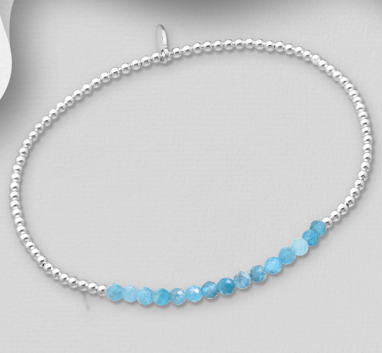 Gemstone Silver Stretch Bracelet