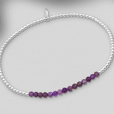 Gemstone Silver Stretch Bracelet