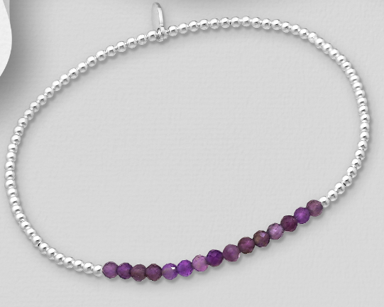 Gemstone Silver Stretch Bracelet