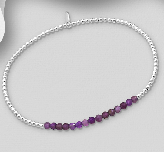 Gemstone Silver Stretch Bracelet