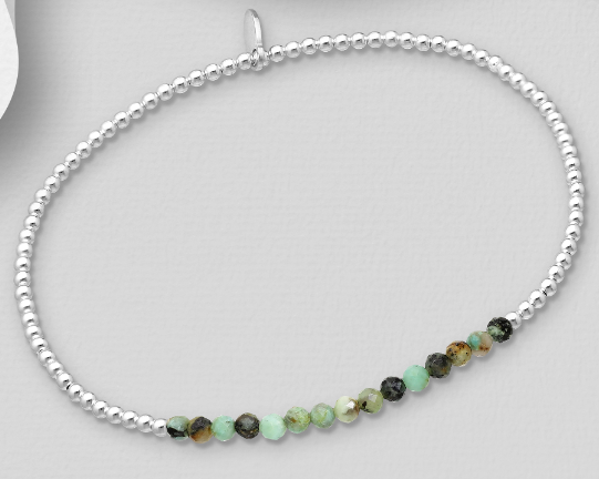 Gemstone Silver Stretch Bracelet