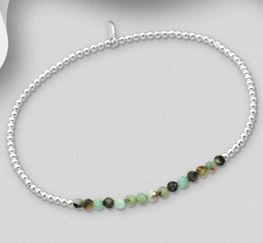 Gemstone Silver Stretch Bracelet