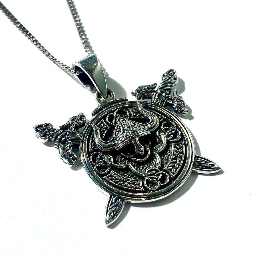 Viking Shield with Swords Necklace