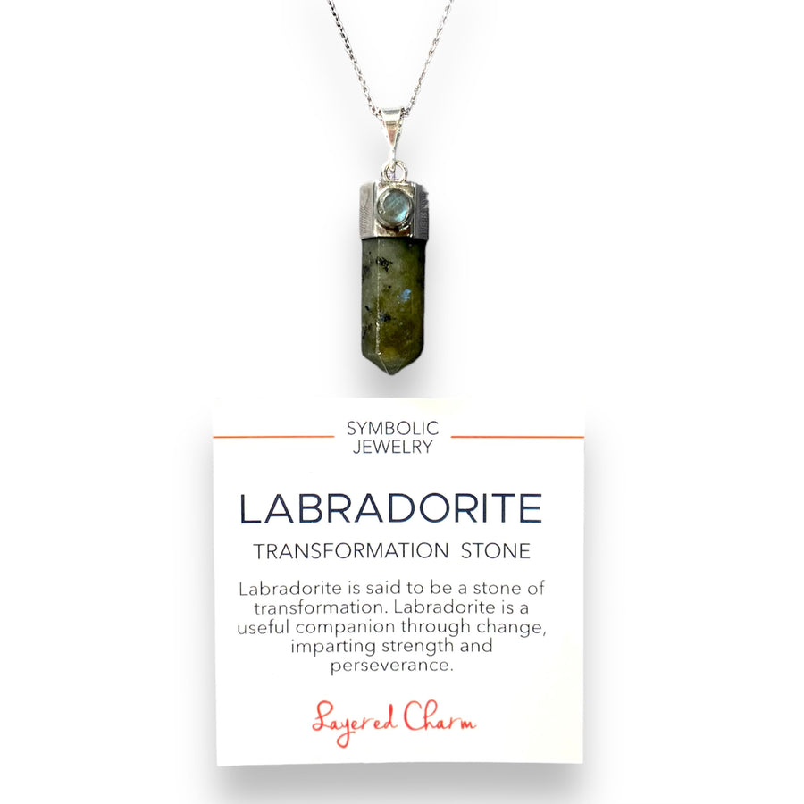Labradorite Cylinder Spike Necklace