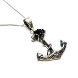 Black CZ Centered Anchor Necklace