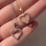 Outline CZ Heart Necklace