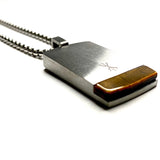 Brushed Steel Dogtag With Stone Necklace