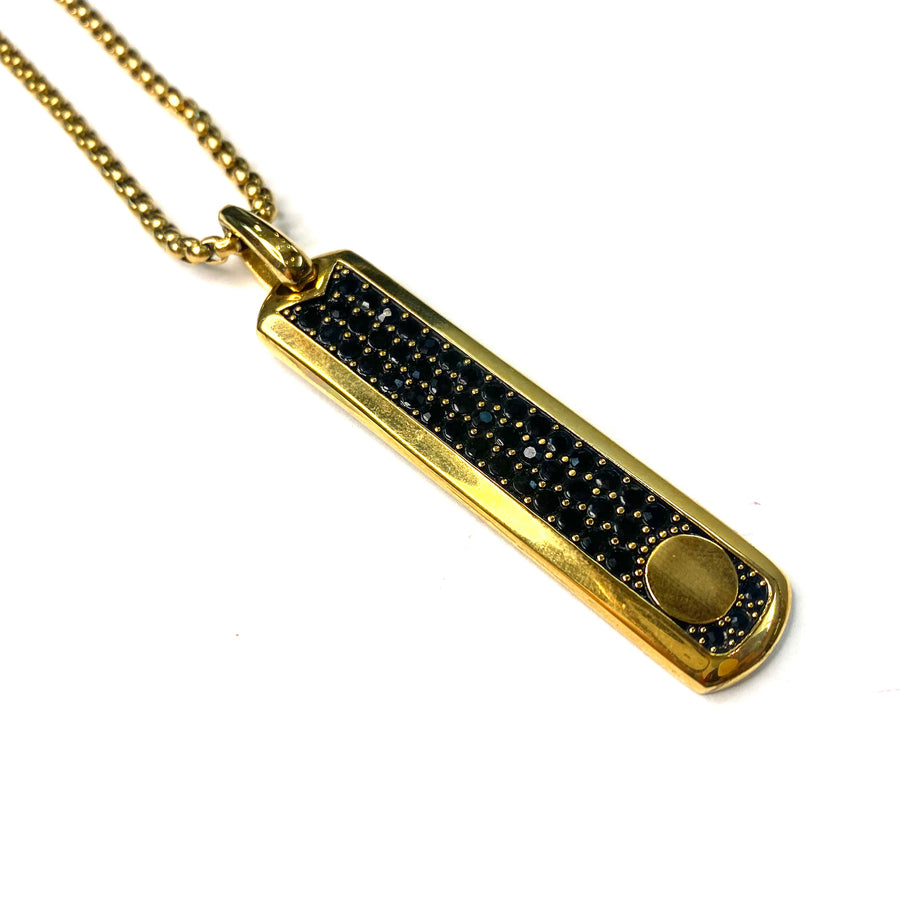 S.S. Thin CZ Dogtag Necklace