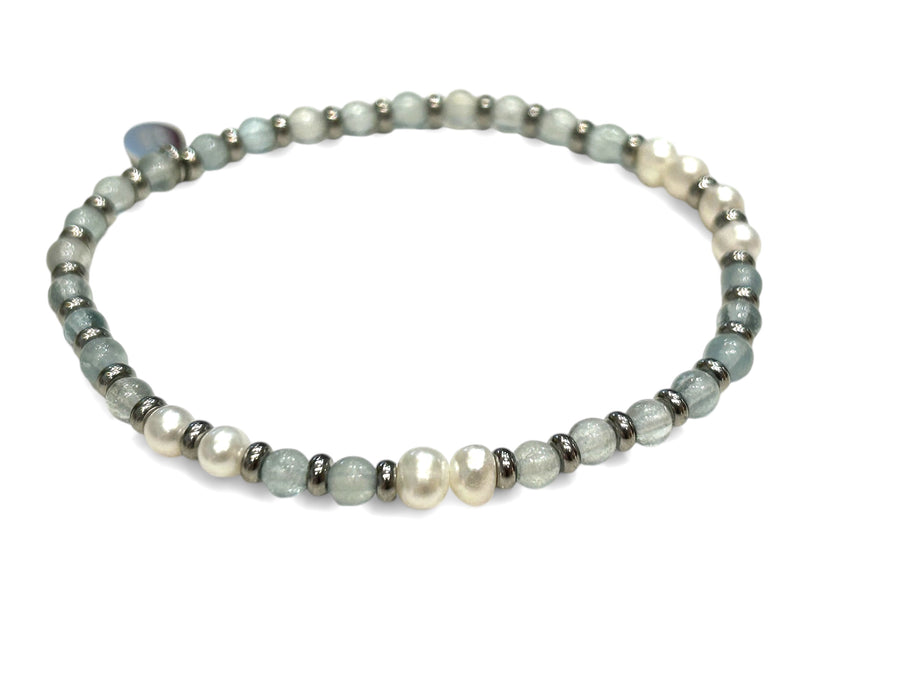 Pearl & Gemstone Steel Stretch Bracelet