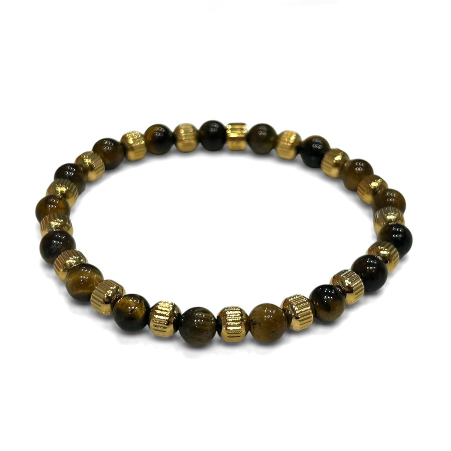 Texture Steel & Gemstone Stretch Bead Bracelet