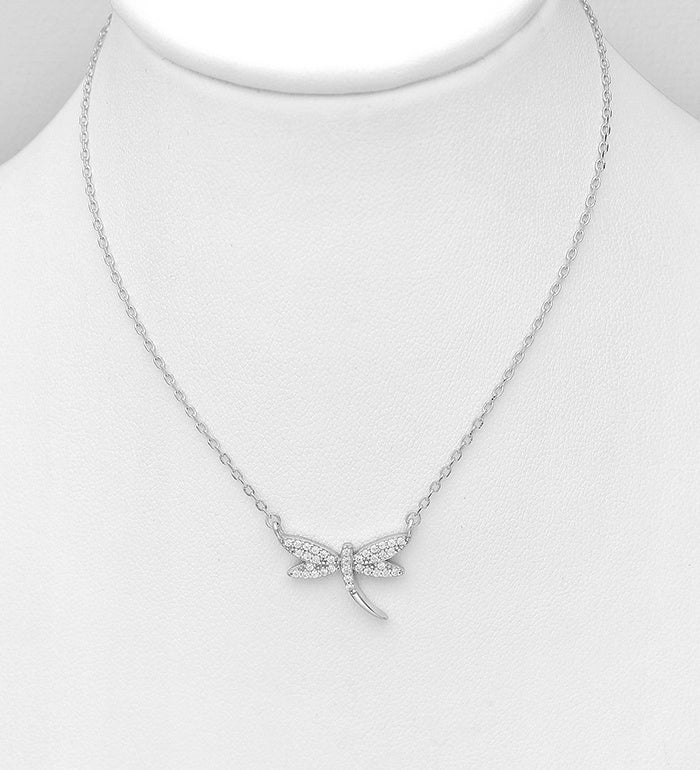 Attached CZ Dragonfly Necklace