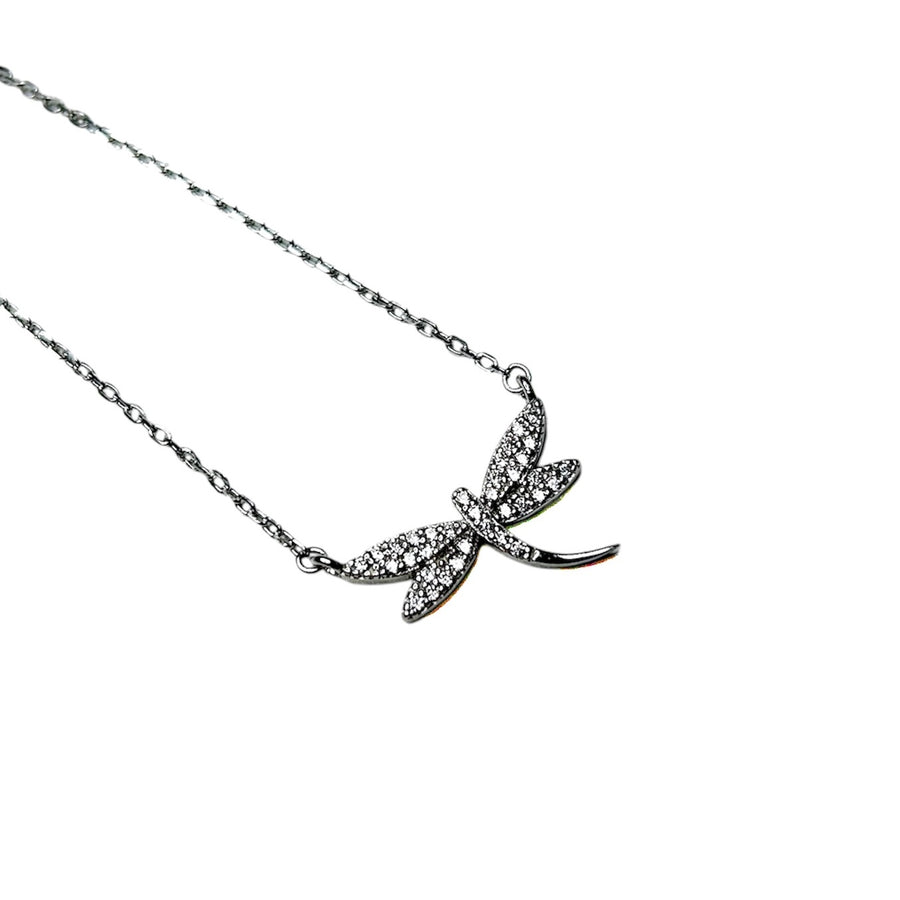 Attached CZ Dragonfly Necklace