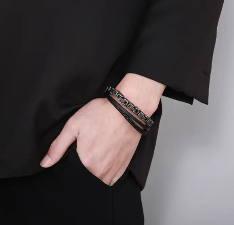 Leather and Byzantine Bracelet