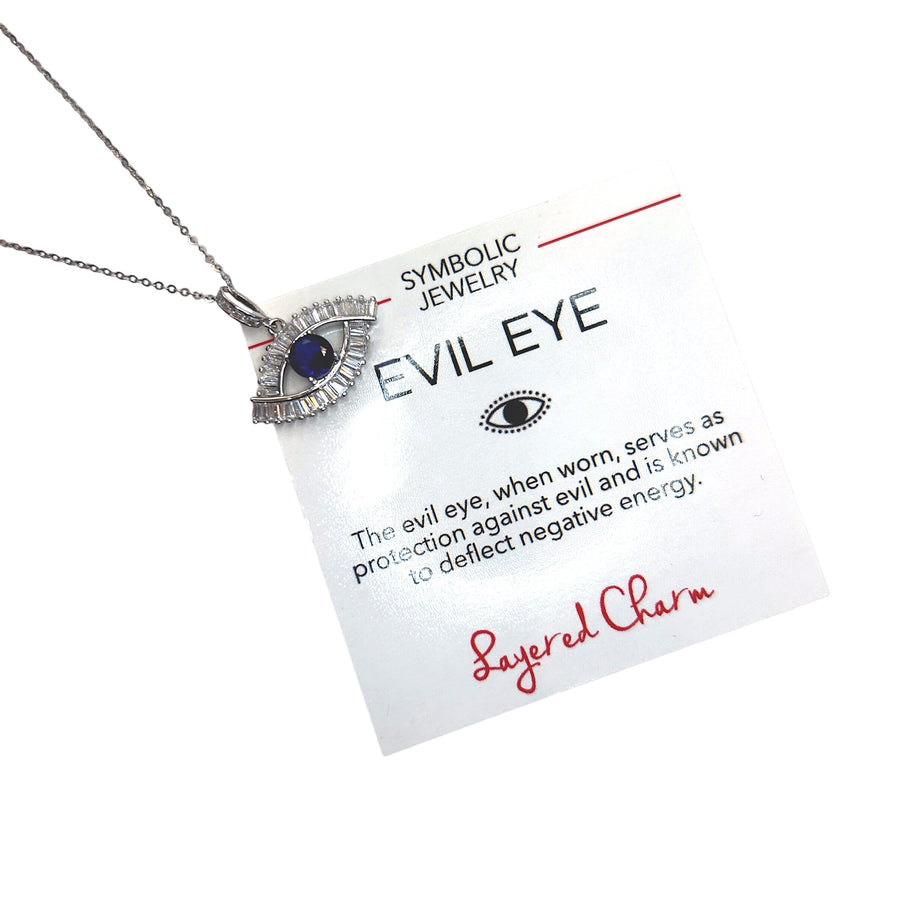 CZ Baguette Evil Eye Necklace