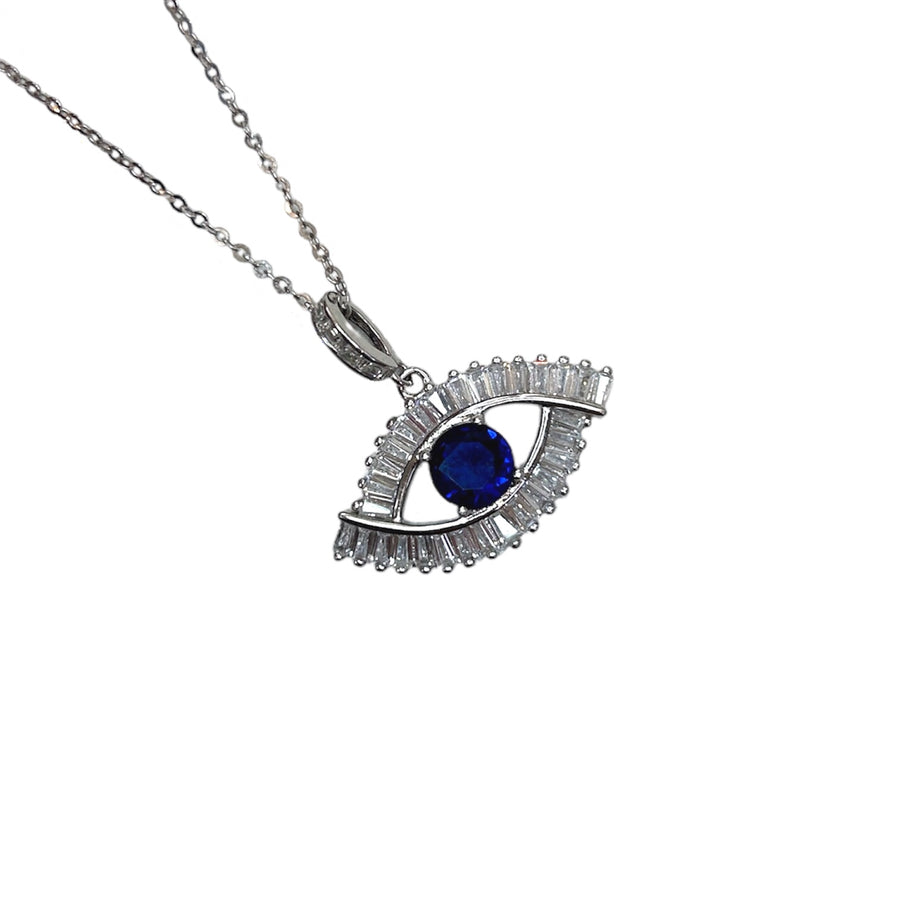 CZ Baguette Evil Eye Necklace