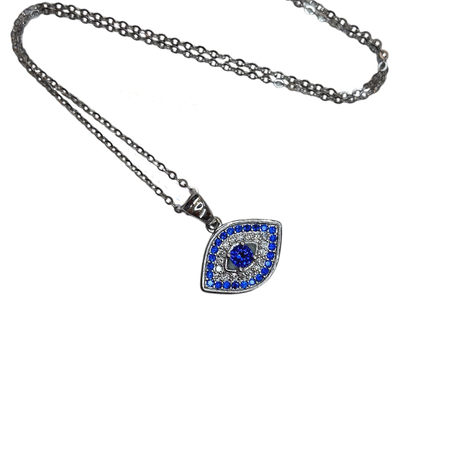 Blue Bordered Evil Eye Necklace