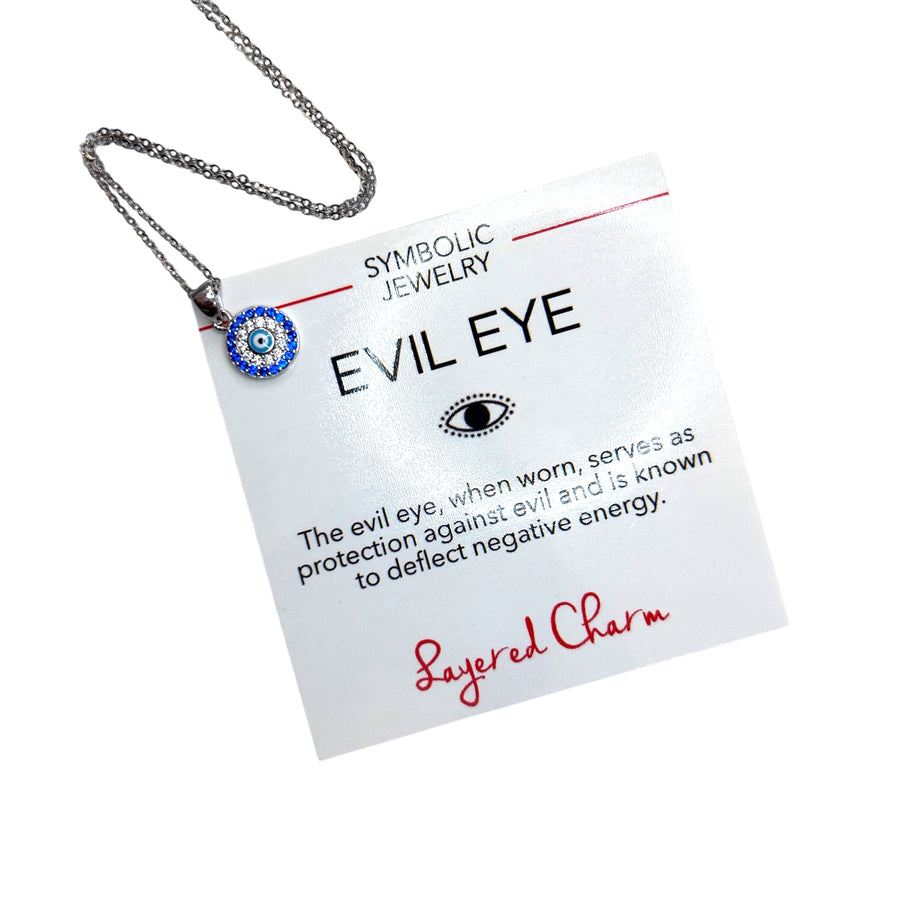 Round CZ Evil Eye Necklace 9mm