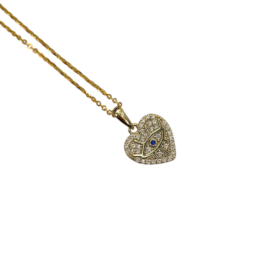 Heart Flair Evil Eye Necklace