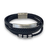 Layered Cylinder Leather Bracelet