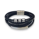 Layered Cylinder Leather Bracelet