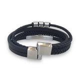 Layered Cylinder Leather Bracelet