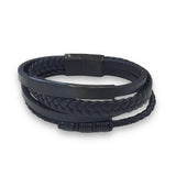 Layered Cylinder Leather Bracelet