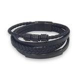 Layered Cylinder Leather Bracelet