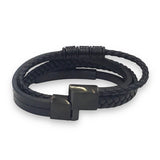 Layered Cylinder Leather Bracelet