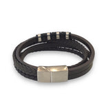 Layered Pattern Leather Bracelet