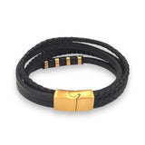 Layered Pattern Leather Bracelet