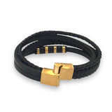 Layered Pattern Leather Bracelet