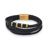 Layered Pattern Leather Bracelet