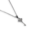 Four CZ Circle Skeleton Key Necklace