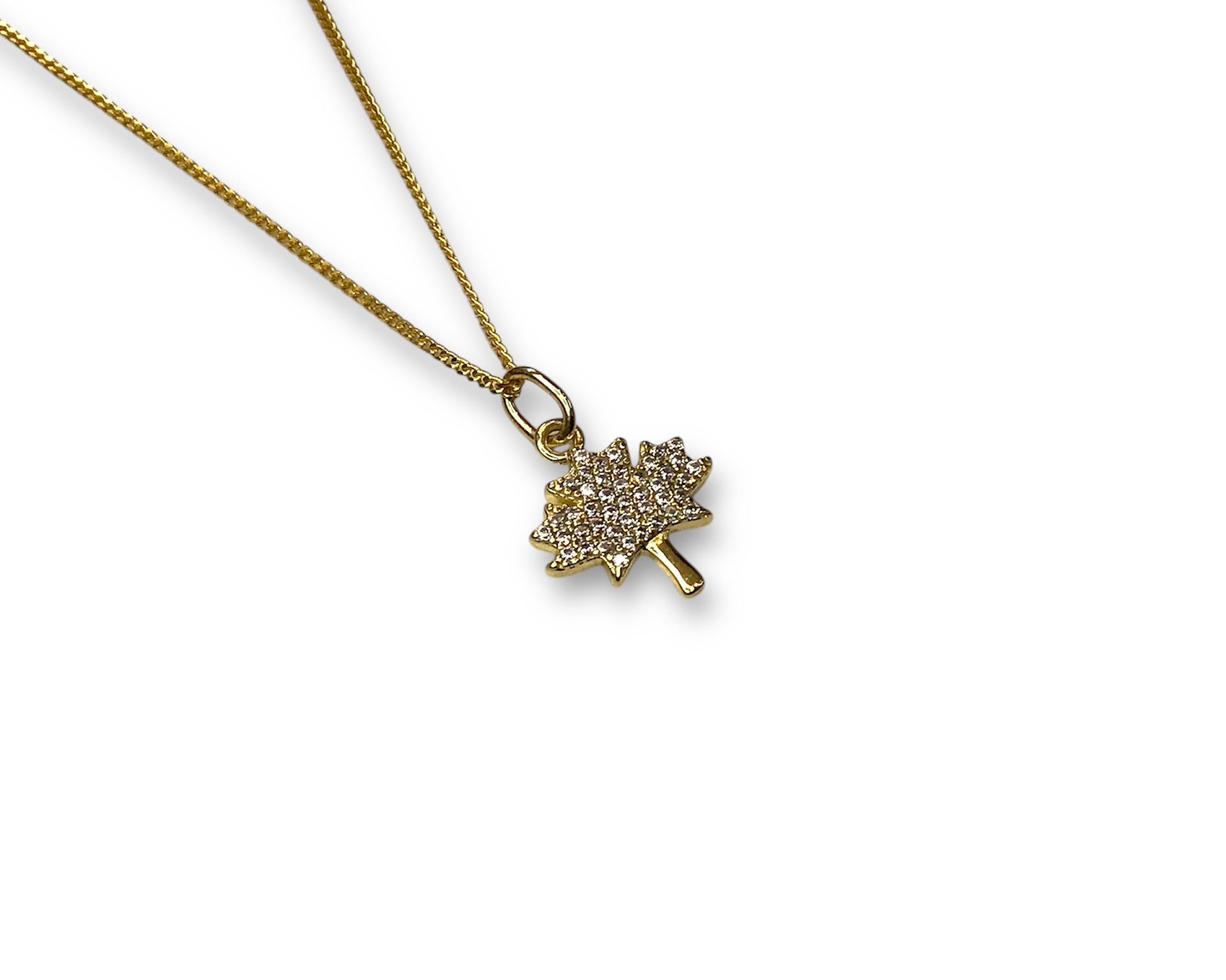 CZ Canada Maple Leaf Necklace